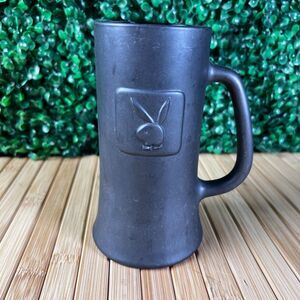 Playboy Bunny Logo Beer Mug Stein Tankard Black Frosted Glass Swinger Vintage